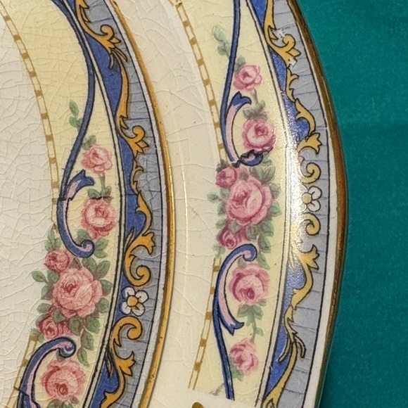 Vintage Floral Bowl with Lid: West End Pottery Gold Accent Decor - Picture 5 of 7